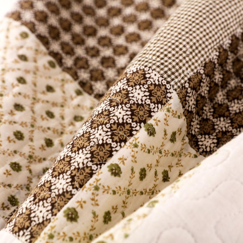 YAYIDAY Quilts King Size Patchwork Bedspread Set - 100% Cotton Reversible Breathable Brown Geometric Quilted Quilt with Pillow Shams for All Seasons - Image 5